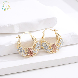 Boucles d'oreilles religieuses chrétiennes pour femmes plaqué or Design creux accessoires de mode alliage <span class=keywords><strong>bijoux</strong></span> <span class=keywords><strong>matériel</strong></span> en gros - Product Image 5