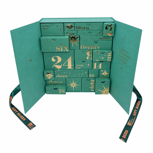 <span class=keywords><strong>Calendrier</strong></span> de l'Avent de Noël pliable personnalisé, boîte de 24 jours, emballage à double porte avec ruban pour cosmétiques et bijoux - Product Image 1
