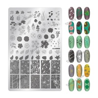 Plaque de tamponnage portable en acier inoxydable pour nail art, motifs floraux de grande taille, designs variés 2024