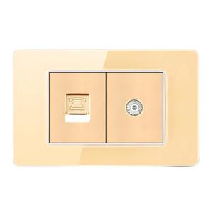 Enchufe de pared CAT5 estándar americano para TV, adaptador de módulo RJ45, puerto para computadora, cable de red + enchufe de pared para TV - Product Image 1