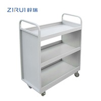 Chariot de bibliothèque en acier écologique pour mobilier scolaire, chariot métallique mobile à 3 niveaux pour livres