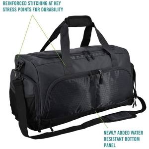 Bolsa de gimnasio Bolsillo para zapatos independiente con múltiples compartimentos Separación en seco y húmedo Lona Impermeable Weekender Yoga Natación Cremallera de viaje - Product Image 6