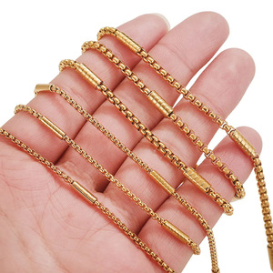 Chaîne ronde en acier inoxydable plaqué or 18 carats PVD avec espaceur tubulaire |   Vendu au mètre pour la fabrication de colliers et de bracelets - Product Image 4