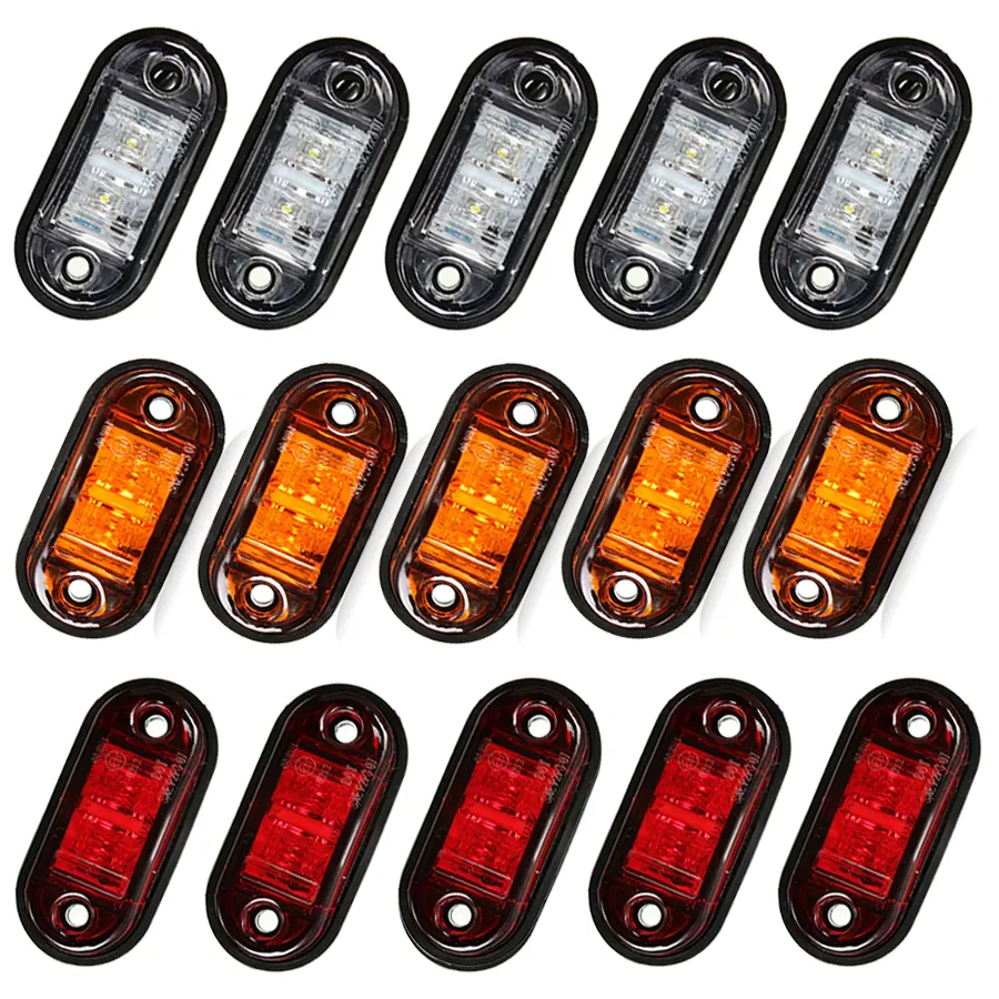 Voyant d'avertissement LED Diode lumineuse ovale dégagement remorque camion Orange blanc rouge LED feu de position latéral 12V 24V accessoire de camion