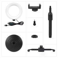 Vente chaude 6 pouces Mini anneau lumineux avec pince pince montage double téléphone portable support de diffusion en direct support de téléphone de bureau