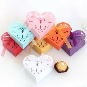 Heart Birds Laser Cut Paper Chocolate Box Packaging Wedding Favor Candy Sweet Box Gifts