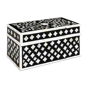 Caja de joyería rectangular duradera moderna con incrustaciones de hueso MDF hecha a mano de primera calidad, organizador decorativo para anillos, accesorios para uso doméstico y hotelero - Product Image 4