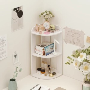 Corner <b>Storage</b> Shelf 3 Tier Polygonal Desktop Bedroom Organizer Multipurpose Standing Type - Product Image 3