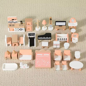 EDULAND OEM ODM Ensemble de meubles miniatures en bois de <span class=keywords><strong>simulation</strong></span>, 34 pièces, jouet maison de poupée, jeu de rôle pour enfants, jouets éducatifs Montessori - Product Image 3