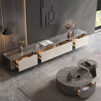 Meuble TV blanc pour salon avec tiroirs de rangement, console multimédia moderne de luxe, support de table TV
