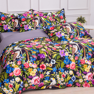 Parure de <span class=keywords><strong>lit</strong></span> en coton <span class=keywords><strong>imprimé</strong></span> d'animaux de la <span class=keywords><strong>jungle</strong></span> et de fleurs, draps en coton doux et luxueux, ensemble de housse de couette, taille king - Product Image 3