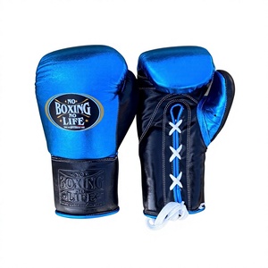 Gants de boxe No Boxing No Life, bleus et noirs, gants d'entraînement, gants de boxe personnalisés, en cuir de vachette pour adultes. - Product Image 3