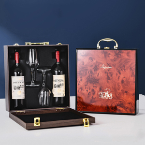 Boîte-cadeau en <span class=keywords><strong>bois</strong></span> de luxe personnalisée avec logo, fabrication artisanale, ensemble de boîtes-cadeaux pour <span class=keywords><strong>bouteille</strong></span> de vin et verre à vin - Product Image 4