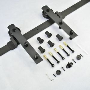 Kit de rails coulissants pour <span class=keywords><strong>porte</strong></span> de grange Gardens Bypass, 13 pieds, <span class=keywords><strong>double</strong></span> <span class=keywords><strong>porte</strong></span>, raccordement de rails, roue ronde, acier au carbone - Product Image 1