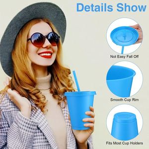 Gobelet en plastique réutilisable personnalisable avec logo, 16 oz, simple paroi, avec couvercle et paille, idéal pour les fêtes à la piscine, mariages, anniversaires, gobelets à boissons - Product Image 3