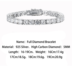 2026 Lucky Jewelry <span class=keywords><strong>Pulseras</strong></span> <span class=keywords><strong>de</strong></span> tenis unisex <span class=keywords><strong>de</strong></span> Plata <span class=keywords><strong>de</strong></span> ley 925 con circonita 5A completa <span class=keywords><strong>de</strong></span> 5mm y engaste <span class=keywords><strong>de</strong></span> cuatro garras, para Navidad y estilo Hip Hop - Product Image 6