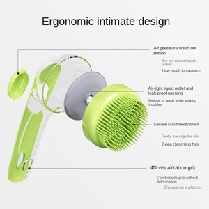 Brosse de massage en silicone écologique pour le bain et le toilettage des animaux, avec réservoir de liquide et distribution par bouton unique, pour le nettoyage des chiens et des chats sous <span class=keywords><strong>la</strong></span> douche - Product Image 2
