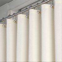 Rideau de douche en tissu polyester lavable en machine, rideau de bain pour salle de bain, 12 crochets métalliques, imperméable, 180x200CM, motif gaufré