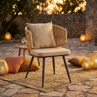 Ensemble de canapé de balcon en rotin de style américain pour l'extérieur, avec table basse trois pièces et chaise individuelle pour cour/jardin