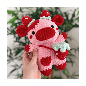 Jouets personnalisés, peluches roses, pelotes de laine, vache en peluche à la fraise, peluche, jouet en peluche, cheveux au crochet, poupée vache - Product Image 2