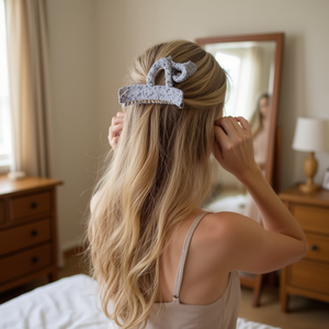 Fermacapelli a forma di lettera D, 10 cm, in plastica, per donna, accessorio per lo styling quotidiano. - Product Image 3