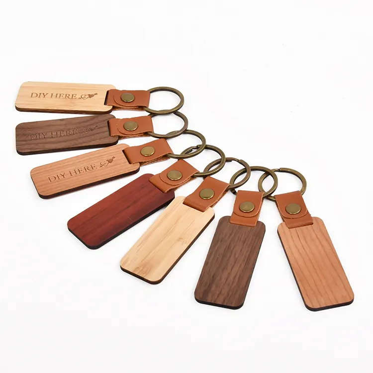 Engraving Blanks Wooden Blank Keychains Blank Keychains for DIY Various Key Tags Laser Engraving Material Wood for Crafts