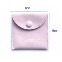 Pochette à bijoux en velours personnalisée de luxe avec bouton pression, sac de rangement portable pour bagues, boucles d'oreilles, colliers