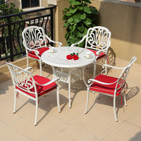 Ensemble de jardin en aluminium moulé de style européen - Table et chaises d'extérieur avec protection solaire imperméable et fonctionnalités mobiles - Blanc
