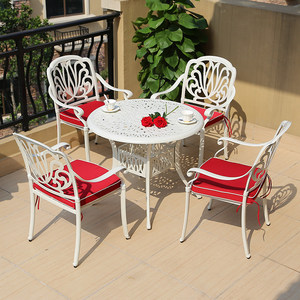 Juego de Muebles de Jardín Ulandy de Aluminio Fundido para Exteriores, Mesa y Sillas Resistentes al Agua y a los Rayos UV, Combinación Móvil para Ocio, Color Blanco - Product Image 4