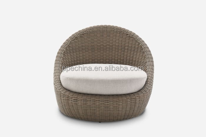 Modern comfortable outdoor chair natural rattan woven solid wood leisure single sofa chair side chair