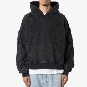 Custom 500 Gsm Oversized Hoodie Streetwear French Terry Cargo Pocket Hoodie - Product Image 2