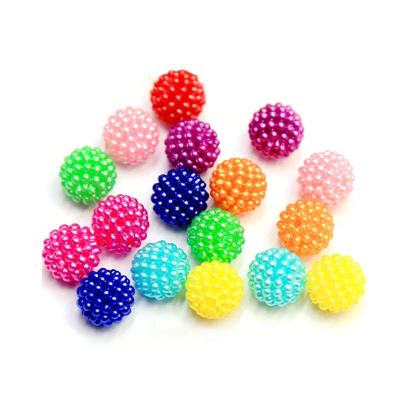 Wholesale 10mm Acrylic Chunky Pearl Rhinestone Bumpy Bubblegum Plastic Gumball Berry Arbutus Ball Beads