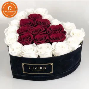 Custom Velvet Hat Box Flowers Suede Round Hat Flower Box Preserved Roses Box