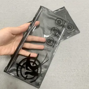 Small Transparent Black Makeup Bag PVC Zipper Cosmetic Organizer Bag Cosmetic Pencil Bag Case Pouch