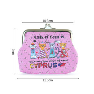 Porte-monnaie souvenir personnalisé de Chypre, <span class=keywords><strong>mini</strong></span> pochette à paillettes avec fermoir métallique, motif chats, œil porte-bonheur, tortue, pour femme - Product Image 1