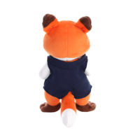 Peluche Renard Orange Personnalisée pour Homme, Jouet en Peluche Renard Debout avec Gilet Bleu Marine et Nœud Papillon Jaune, Mascotte d'Entreprise, Cadeau, Logo Personnalisé