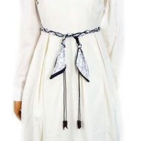 Ceinture tressée pour femme en corde cirée et perles de bois, style bohème ethnique, chaîne décorative pour jeans et robes