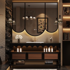 Pháp cổ điển-phong cách sàn-đứng rắn gỗ phòng tắm tủ với tích hợp <span class=keywords><strong>Granite</strong></span> chìm - Product Image 3