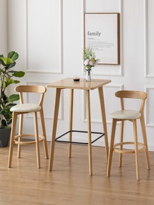 Tavolo da <span class=keywords><strong>Bar</strong></span> Quadrato in Legno con Base in Metallo, Tavolo Alto da Bistrot per Caffè, Ristorante, Casa e Cucina - Product Image 2