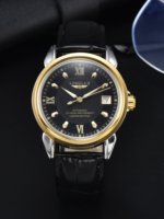 Montre automatique LONGLUX pour homme, style business, loisirs, rendez-vous, mécanique, bracelet en cuir, étanche, avec affichage jour et date, cadeau pour homme.