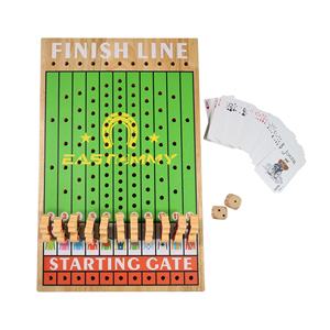 EASTOMMY ET-230418 Marseillais Chess Horse Racing Jeu de société en chêne Jeu de courses hippiques en bois True Metal Horse Markers - Product Image 3