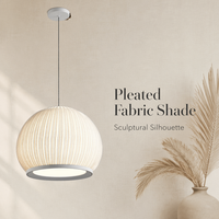 Lámpara Colgante Transcendente Plegada, Esfera Cúpula Acanalada en Blanco Hueso, LED Cálido Ajustable, para Isla de Cocina, Grado Profesional, Elegante y Noble