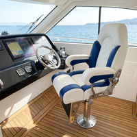 Siège de bateau de pêche Allshine Marine durable à dossier haut avec poignées et appui-tête réglable en bleu et blanc