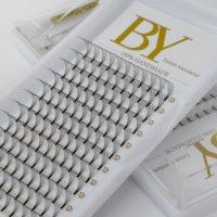 Extensions de cils russes pré-faits en éventail à tige courte 3D/4D/5D/6D, en vison, naturels et doux, en plateau