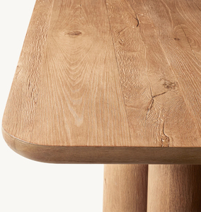 Mesa de Comedor Rectangular de Madera de Roble Estilo Oslo con Base Cilíndrica, Mueble Escultural para Proyectos de Villas y Hoteles Modernos - Product Image 4