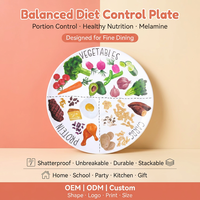 Assiette Ronde en Mélamine pour Contrôle des Portions, Vente en Gros OEM ODM, Idéale pour la Gestion du Poids, la Minceur et la Santé en Salle de Sport et Fitness