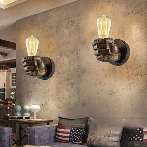 Applique murale en résine de style industriel rétro, poing gauche et droit, <span class=keywords><strong>design</strong></span> E26, lumière décorative pour la maison, bar, café, hôtel - Product Image 5