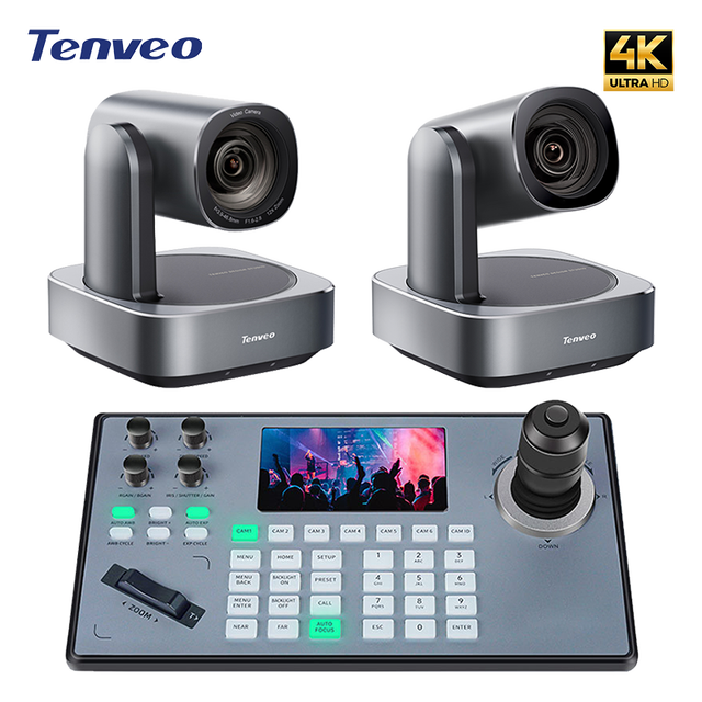Professional Live Streaming System 4K 12X/20X Zoom AI Auto-Tracking NDI PTZ Camera with Joystick Controller for Church/Broadcast