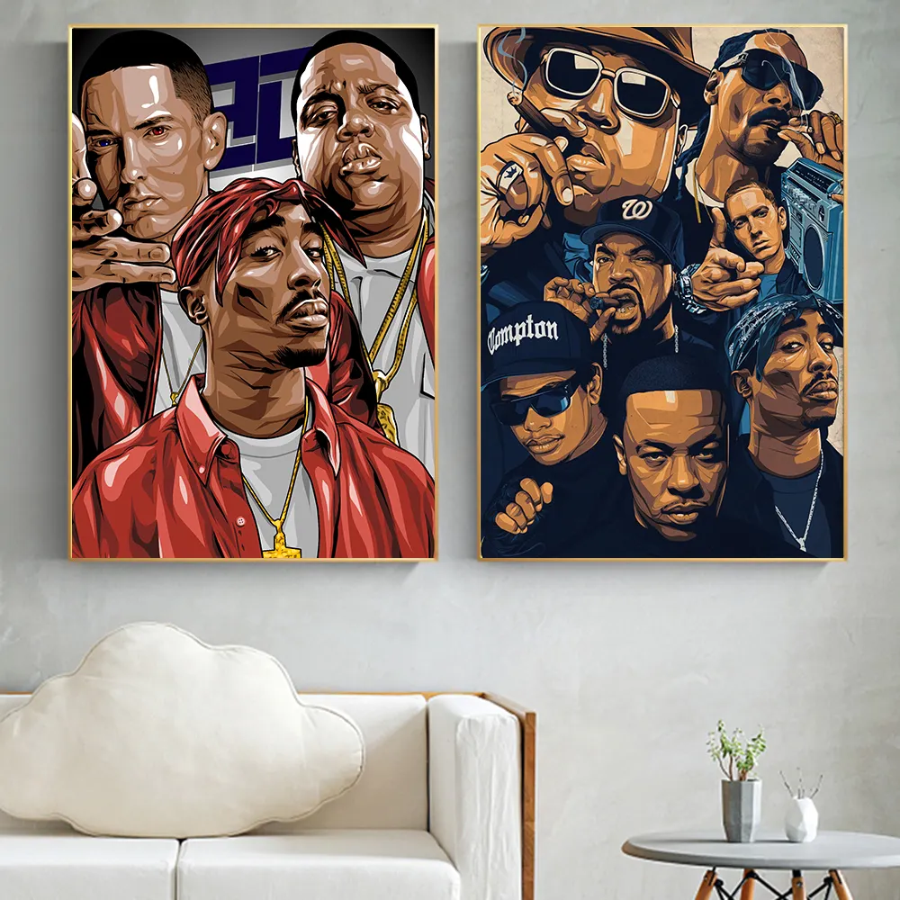 Mode Hip Hop Legend Star Posters En Prints Rapper Zanger Portret Canvas Schilderijen Wall Art