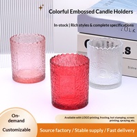 Porte-bougies en verre borosilicate à bord festonné esthétique, motif nuage gaufré coloré, résistant à la chaleur, pour la Saint-Valentin